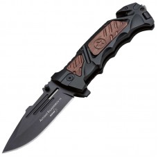 Ніж складаний Boker Plus AK-14 (довжина: 220мм, лезо: 93мм, чорне), дерев'яна накладка