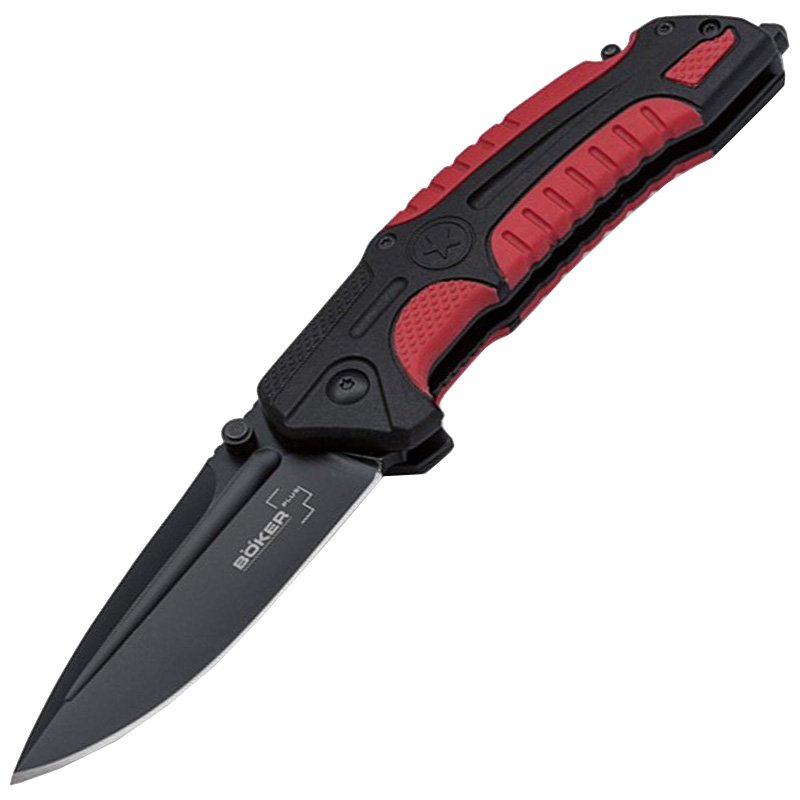 Ніж складаний Boker Plus Savior 1 (довжина: 208мм, лезо: 84мм, чорне), чорний/червоний