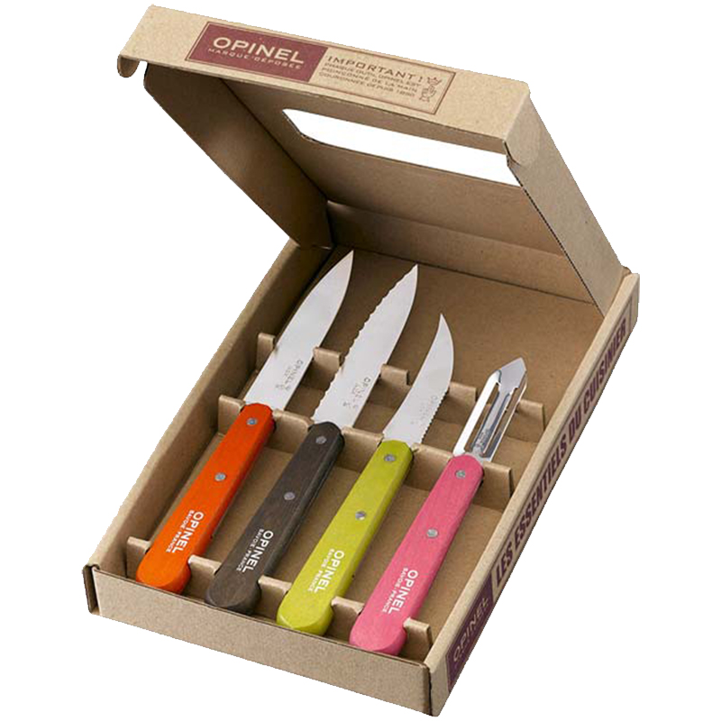 Набор кухонный Opinel Les Essentiels 50's (4 предмета), оранжевый/коричневый/зеленый/розовый