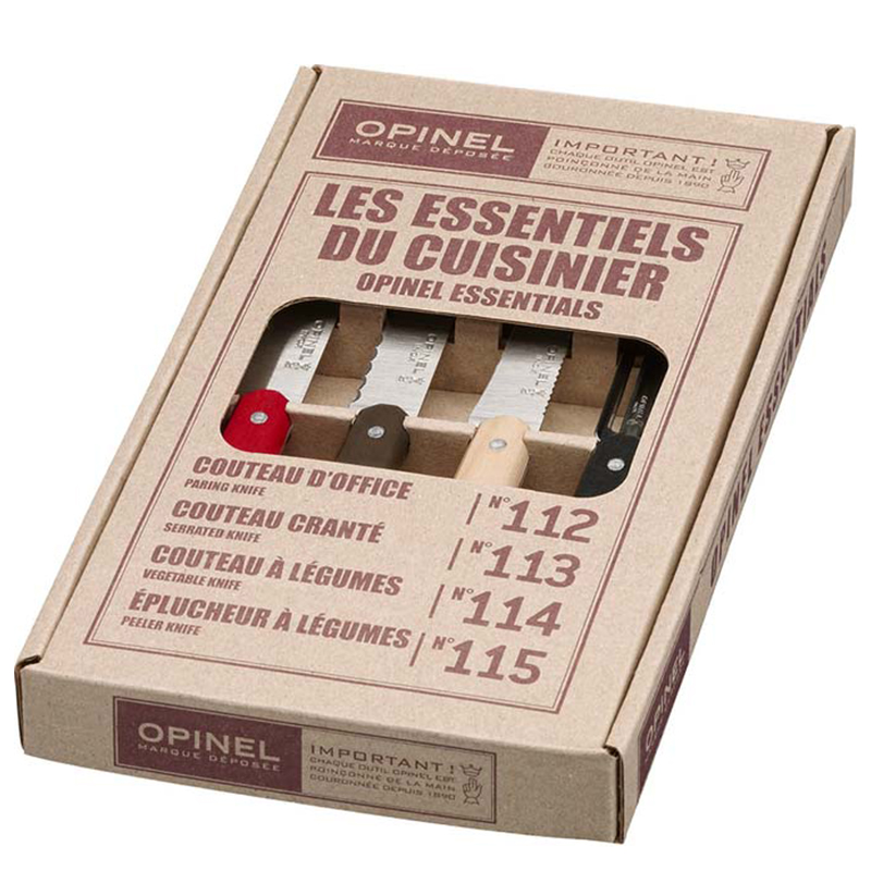 Набір кухонний Opinel Les Essentiels Loft (4 предмети), червоний/коричневий/дерево/чорний