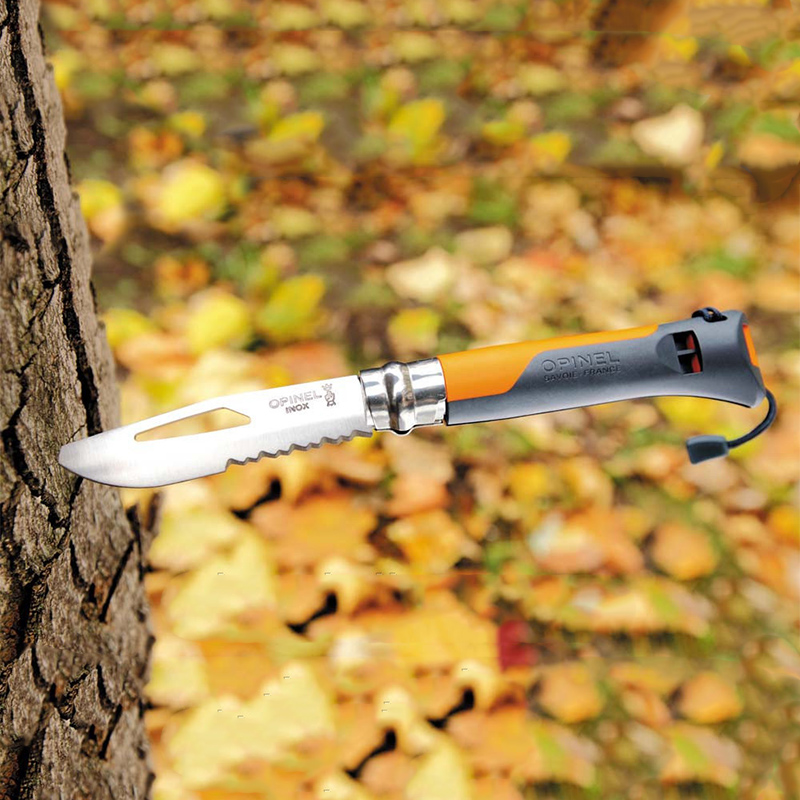 Ніж складаний Opinel №8 Outdoor напівсерейтор (довжина: 190мм, лезо: 85мм), оранжевий