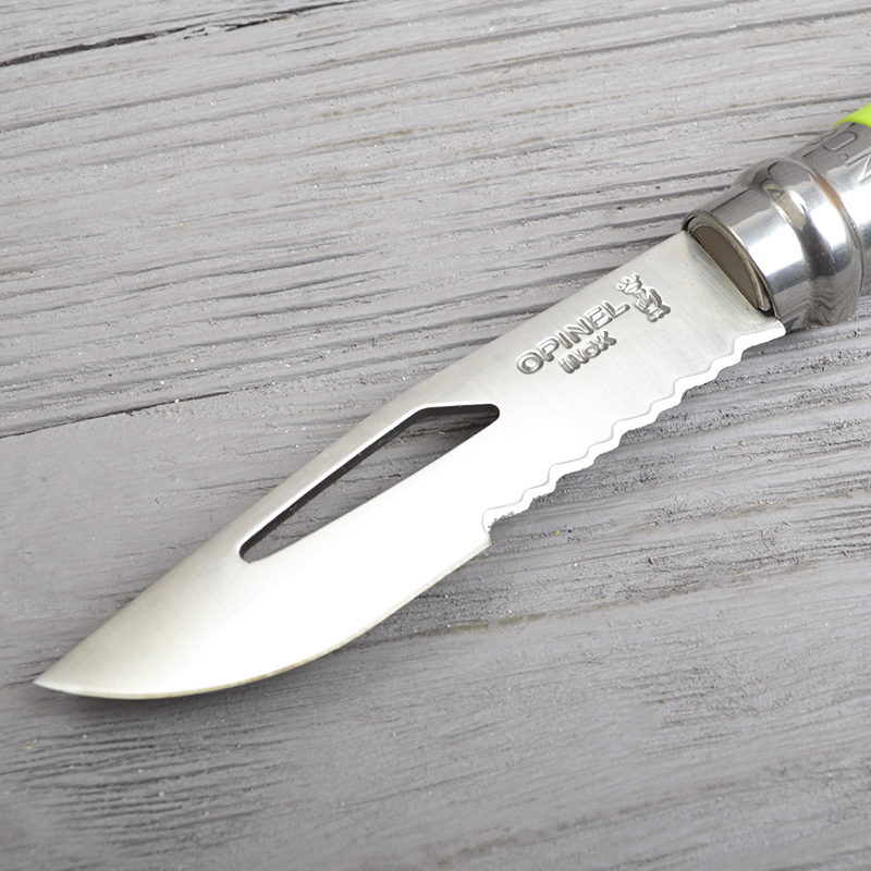 Ніж складаний Opinel №8 Outdoor напівсерейтор (довжина: 190мм, лезо: 85мм), зелений/коричневий