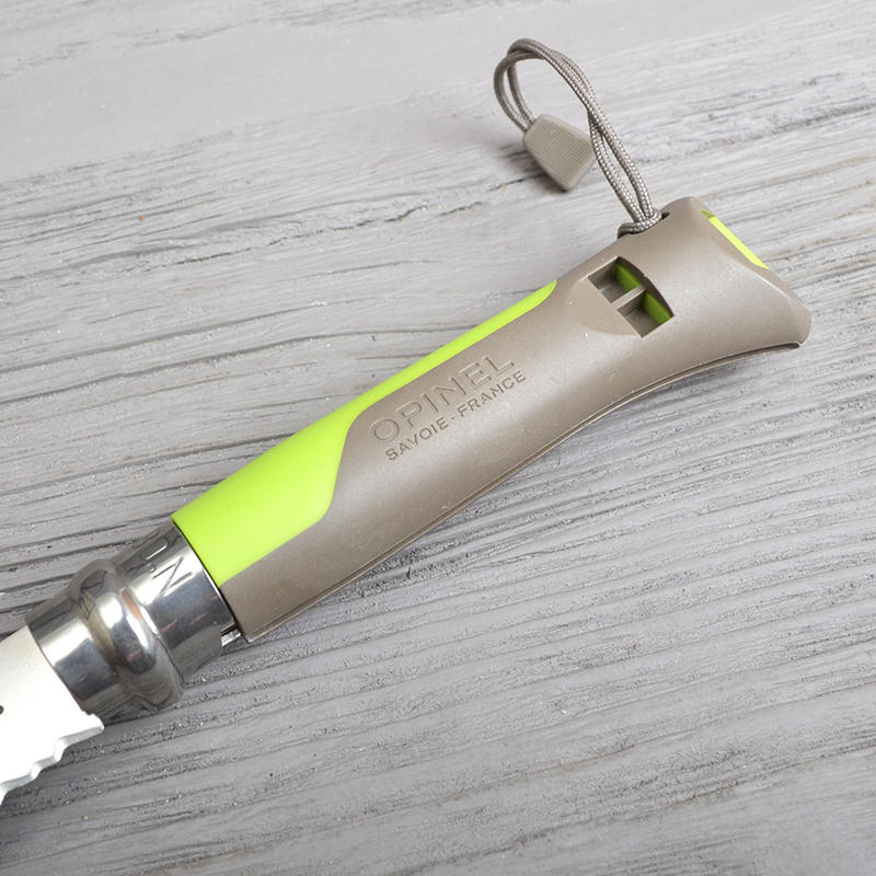 Ніж складаний Opinel №8 Outdoor напівсерейтор (довжина: 190мм, лезо: 85мм), зелений/коричневий