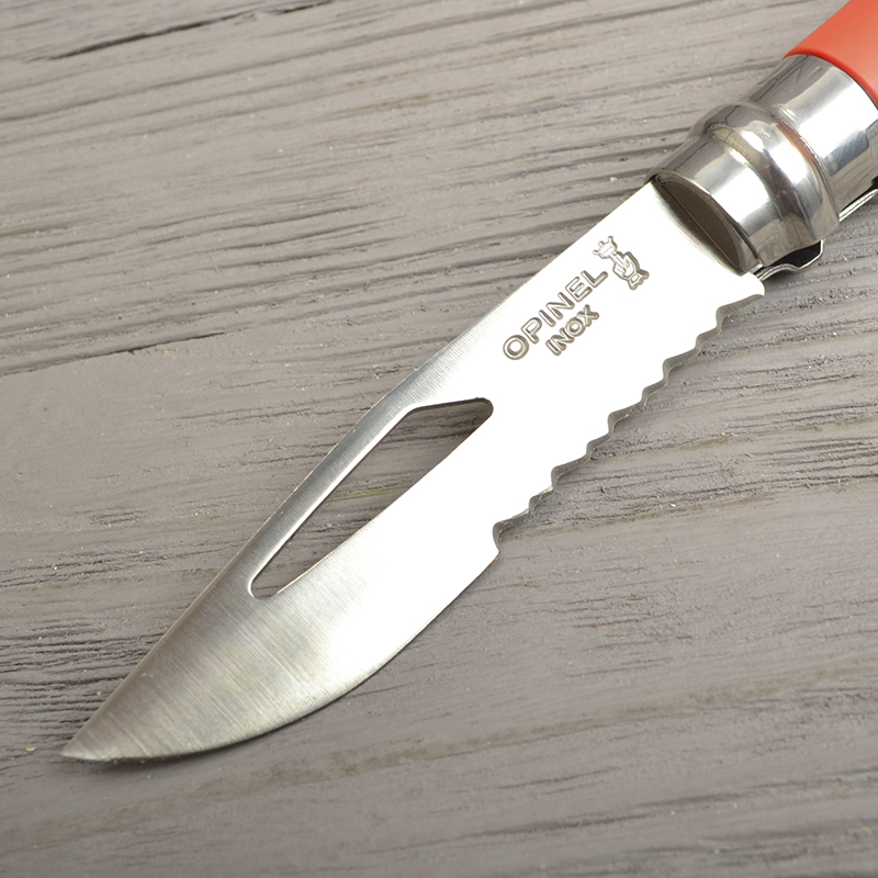 Ніж складаний Opinel №8 Outdoor напівсерейтор (довжина: 190мм, лезо: 85мм), червоний/коричневий