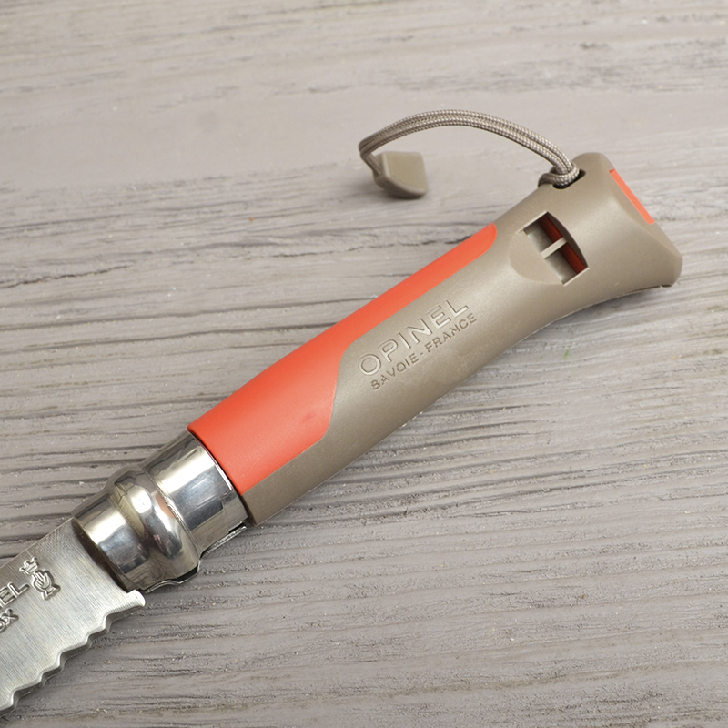 Ніж складаний Opinel №8 Outdoor напівсерейтор (довжина: 190мм, лезо: 85мм), червоний/коричневий