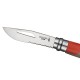 Ніж складаний Opinel №8 Outdoor напівсерейтор (довжина: 190мм, лезо: 85мм), червоний/коричневий