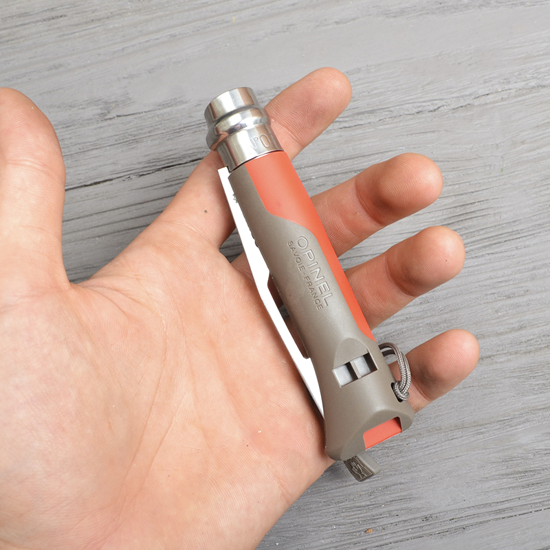Ніж складаний Opinel №8 Outdoor напівсерейтор (довжина: 190мм, лезо: 85мм), червоний/коричневий