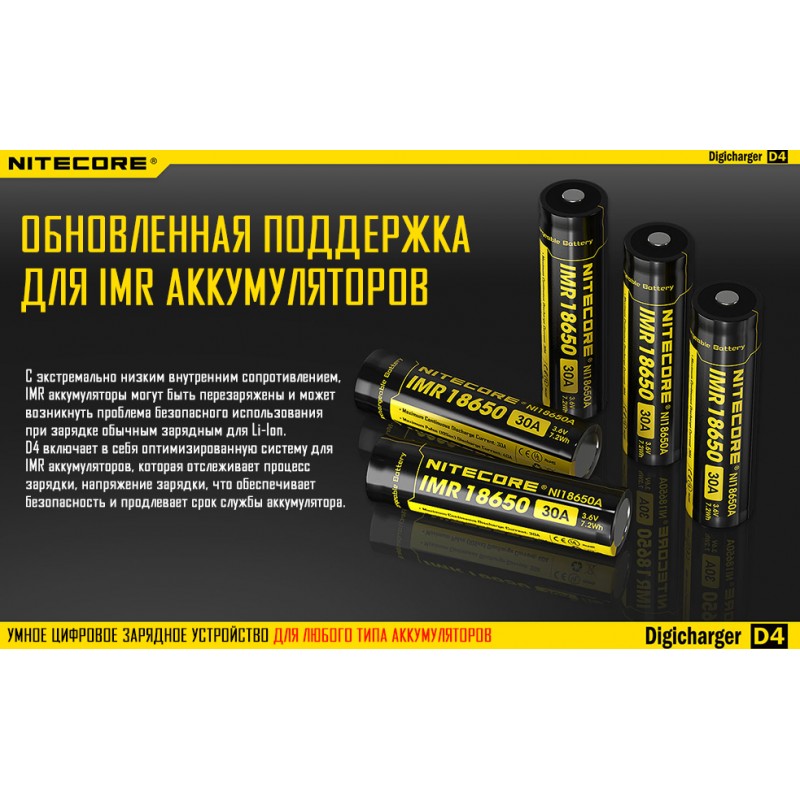 Зарядний пристрій Nitecore Digicharger D4 з LED дисплеєм (4 канали)