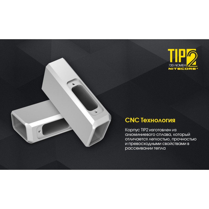 Мощный наключный фонарь Nitecore TIP 2, магнит