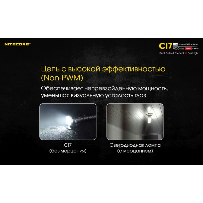 Мощный тактический фонарь NItecore CI7 с белым и инфракрасным светом