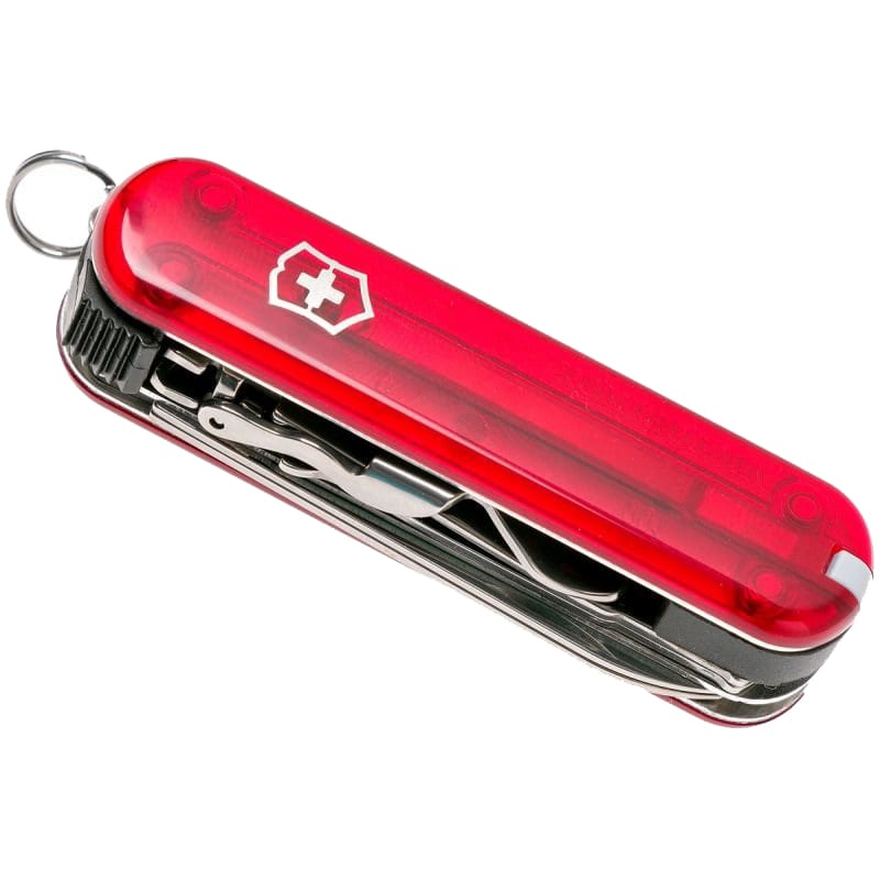 Ніж складаний, мультитул Victorinox Nailclip (65мм, 8 функцій), червоний прозорий. 0.6463T
