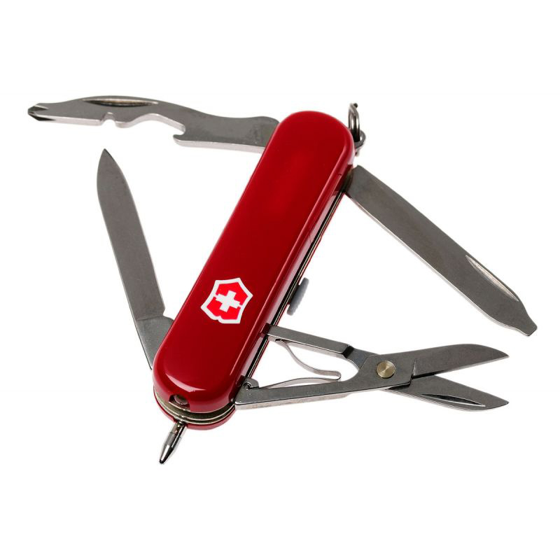 Ніж складаний, мультитул Victorinox Midnite Manager + LED (58мм, 10 функцій), червоний 0.6366