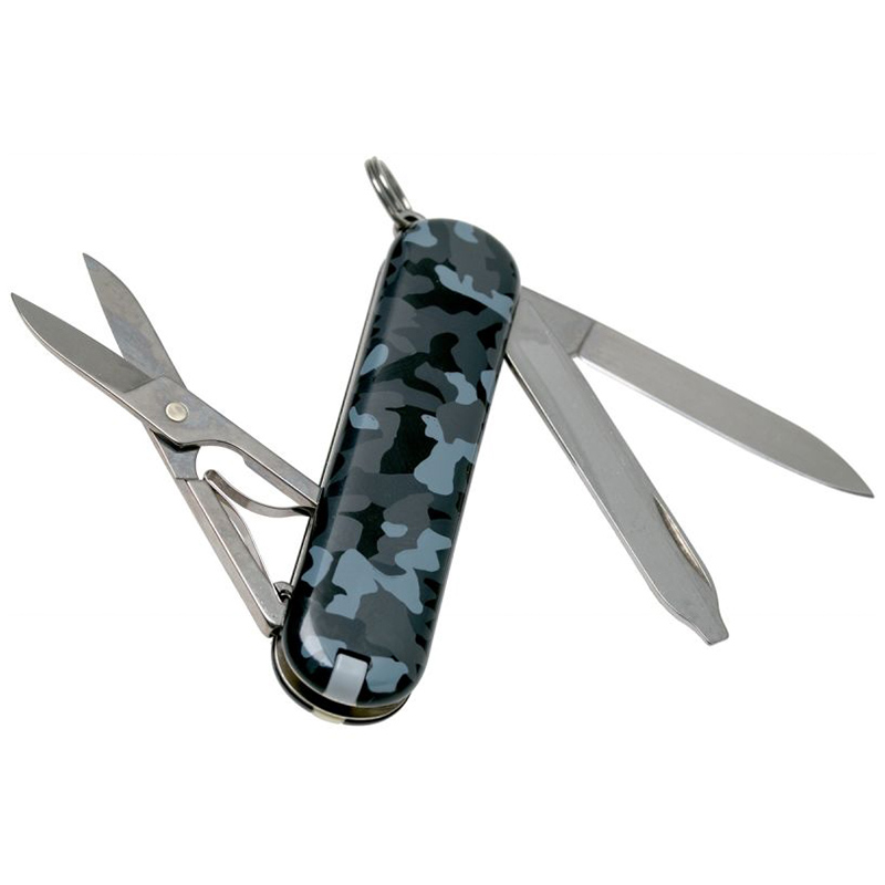 Ніж складаний, мультитул Victorinox Classic SD (58мм, 7 функцій), синій камуфляж 0.6223.942