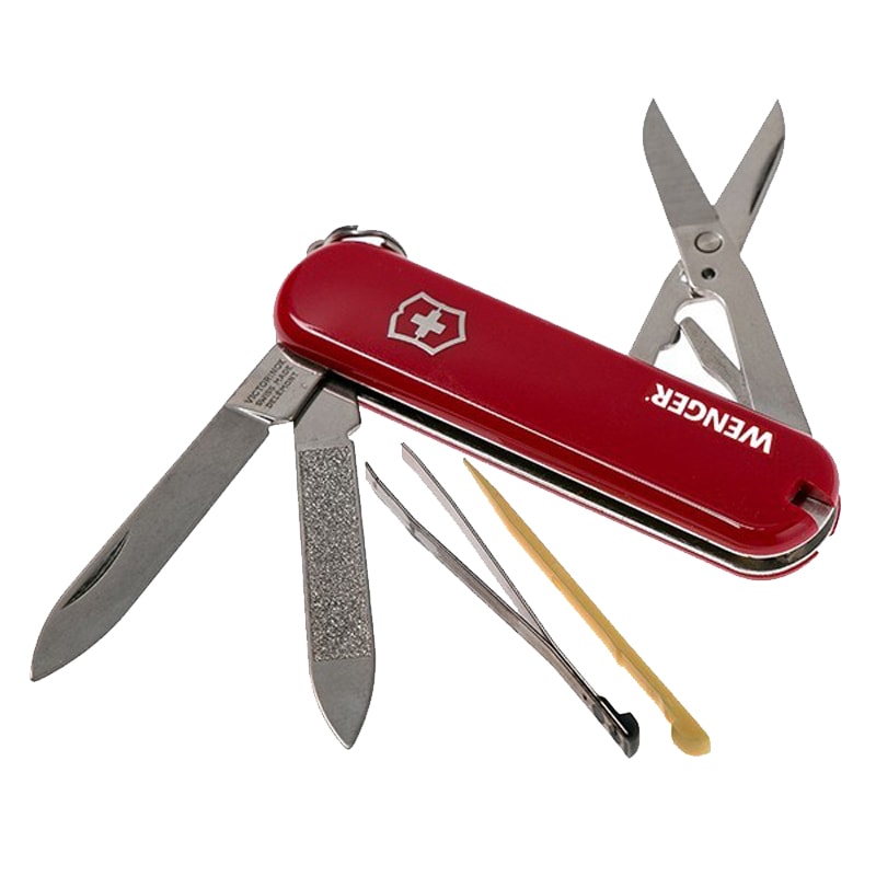 Ніж складаний, мультитул Victorinox Wenger (65мм, 7 функцій), червоний 0.6423.91
