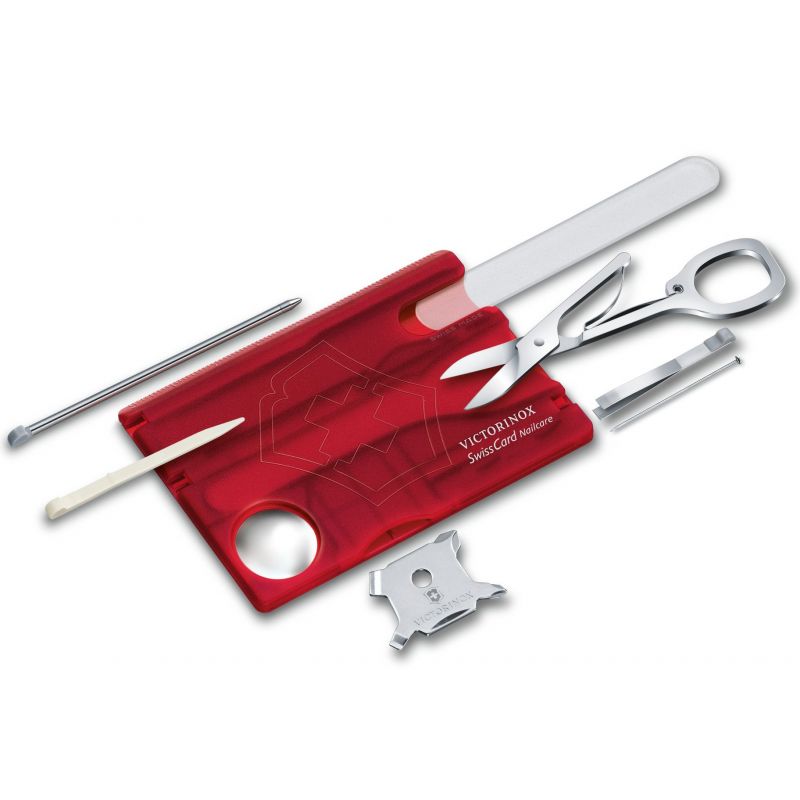 Набор Victorinox Swisscard Nailcare (82x54x4мм, 13 функций) красный прозрачный 0.7240.T