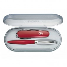 Набір Victorinox (мультитул Classic SD + ручка Caran d'Ache BP), у футлярі, червоний 4.4321.2