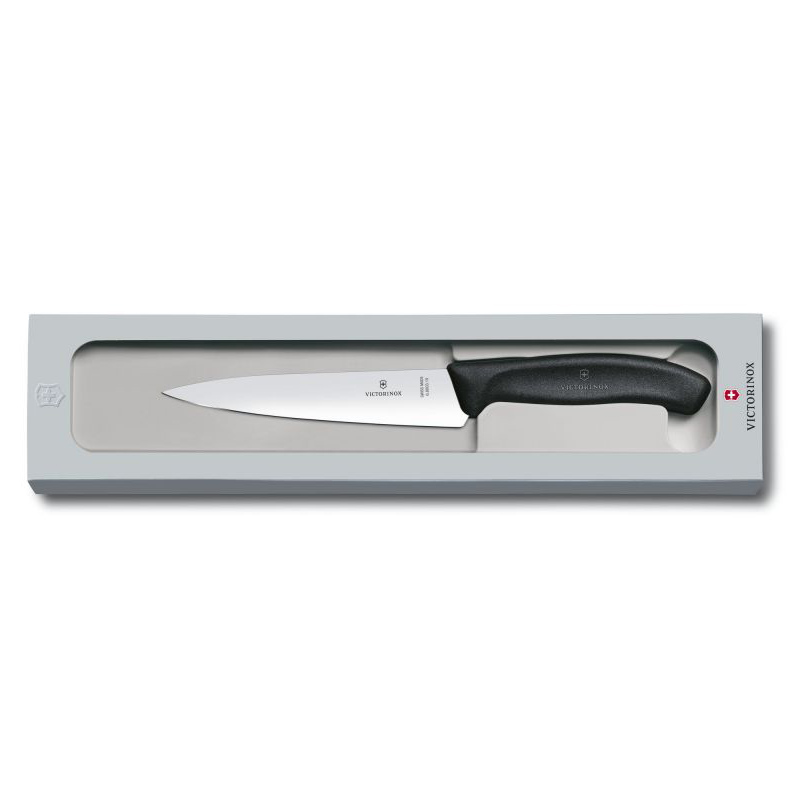 Ніж кухонний Victorinox SwissClassic Carving (лезо: 150мм), чорний у подарунковій коробці 6.8003.15G