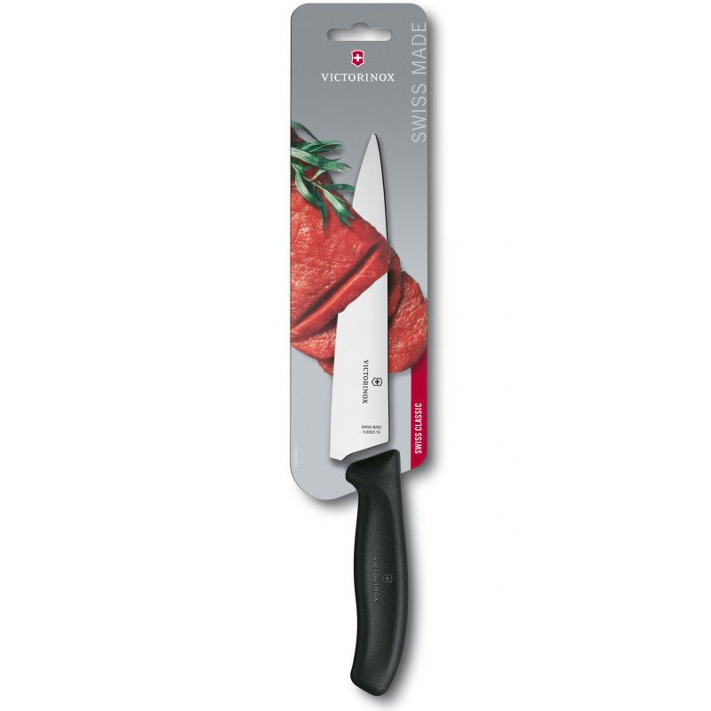 Ніж кухонний Victorinox SwissClassic Carving (лезо: 190мм), чорний блістер 6.8003.19B
