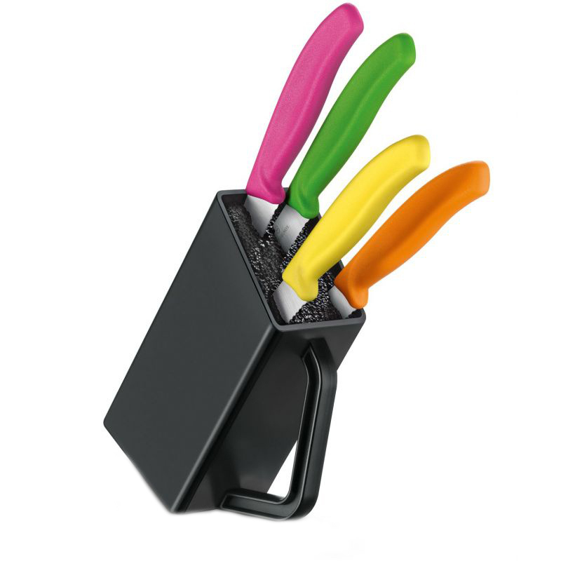 Набор кухонный Victorinox SwissClassic Cutlery Steak&Pizza (4 предмета) с подставкой,цветн. 6.7126.4