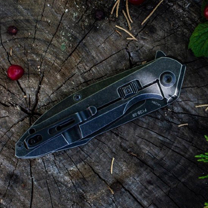 Ніж складаний Ruike P128-SB (довжина: 217мм, лезо: 93мм, чорне), чорний