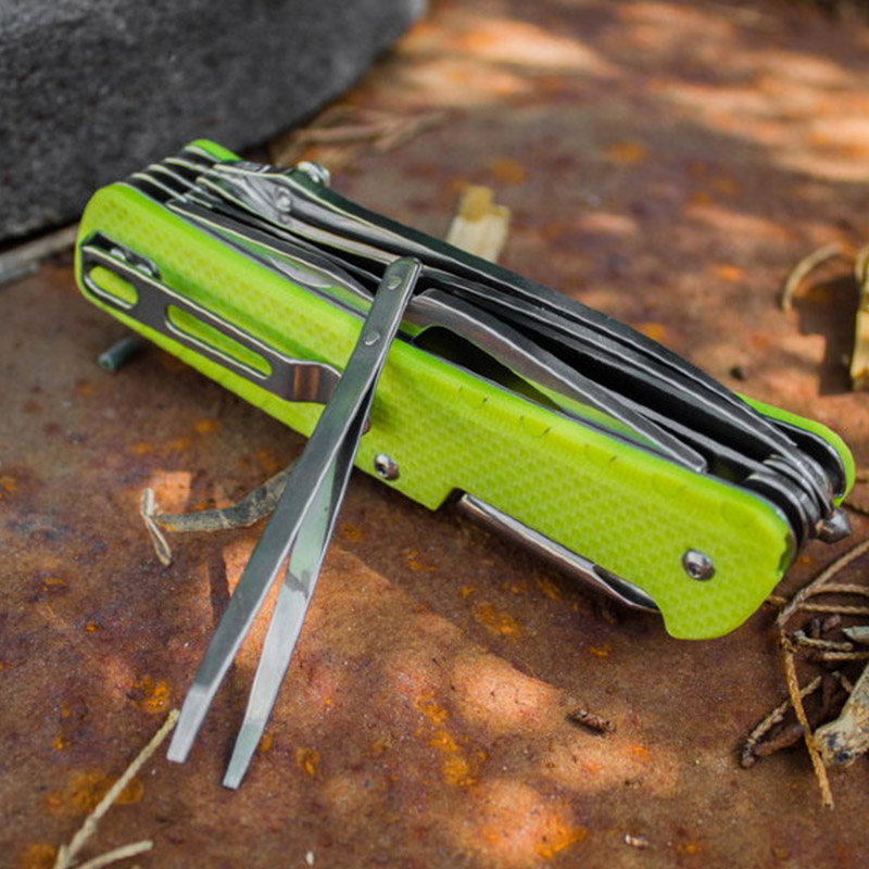 Ніж складаний, мультитул Ruike Trekker LD43 (114мм, 15 функцій), зелений