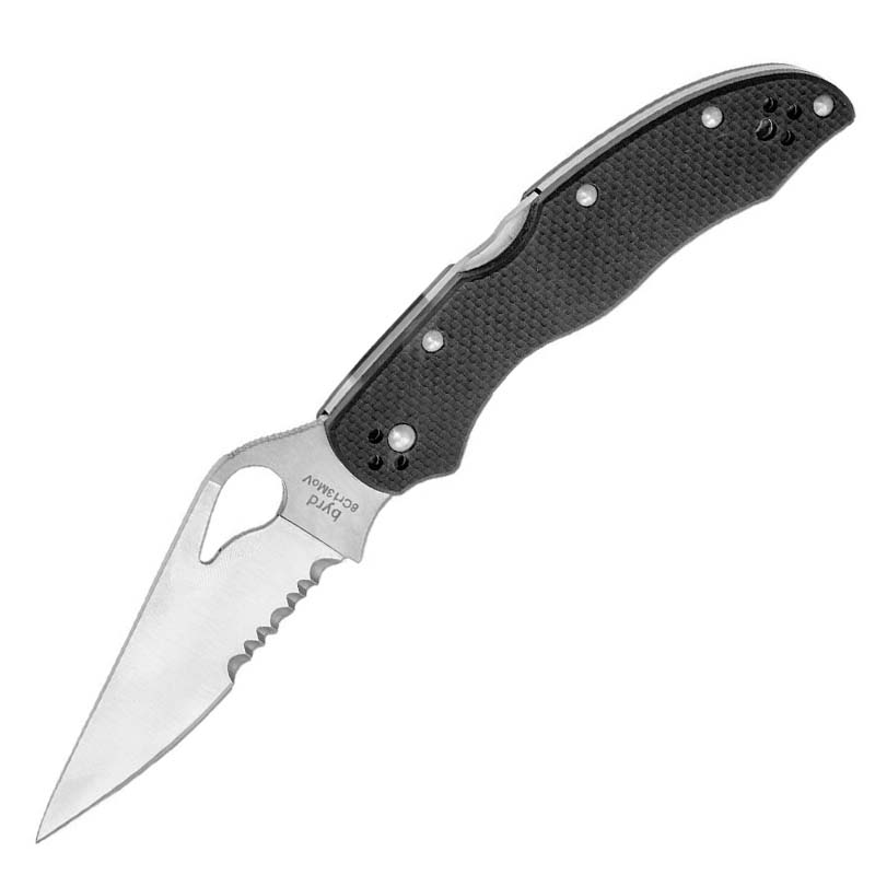 Ніж складаний Spyderco Byrd Harrier 2 напівсерейтор (довжина: 193мм, лезо: 84мм), чорний