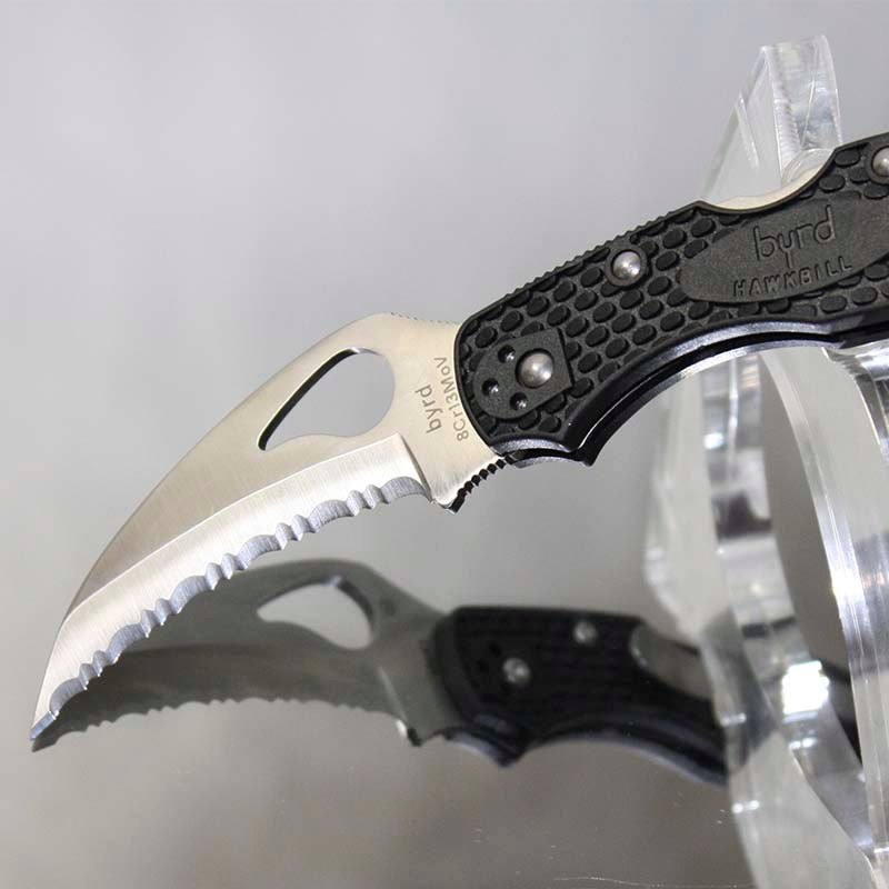 Ніж складаний Spyderco Byrd Hawkbill серрейтор (довжина: 173мм, лезо: 73мм), чорний