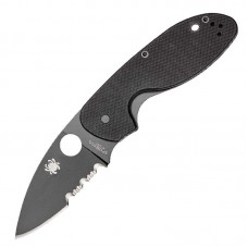 Нож складной Spyderco Efficient полусеррейтор (длина: 180мм, лезвие: 76мм, черное), черный