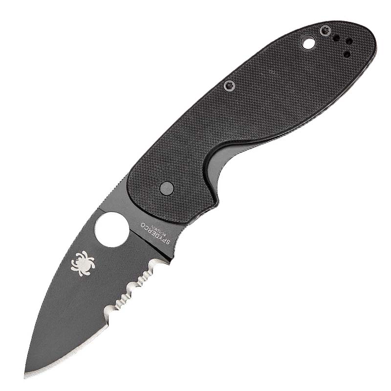 Ніж складаний Spyderco Efficient напівсерейтор (довжина: 180мм, лезо: 76мм, чорне), чорний