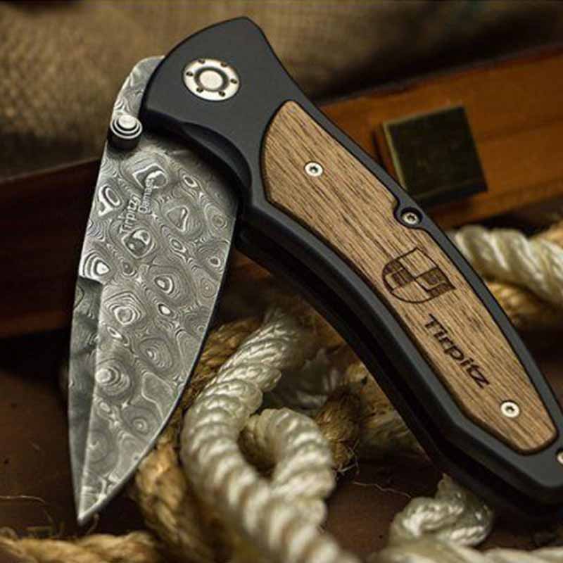 Нож складной Boker Tirpitz Damascus (длина: 229мм, лезвие: 99мм), черный-орех