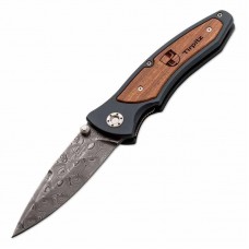 Ніж складаний Boker Tirpitz Damascus (довжина: 229мм, лезо: 99мм), чорний горіх