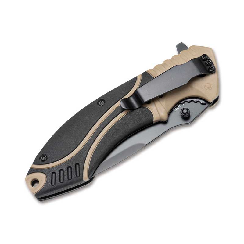 Нож складной Boker Magnum Advance Desert Pro (длина: 213мм, лезвие: 95мм), черный-бежевый