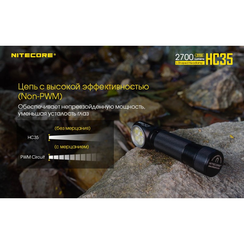 3в1 - Сверхмощный налобный, ручной + кемпинговый фонарь Nitecore HC35 (магнит)