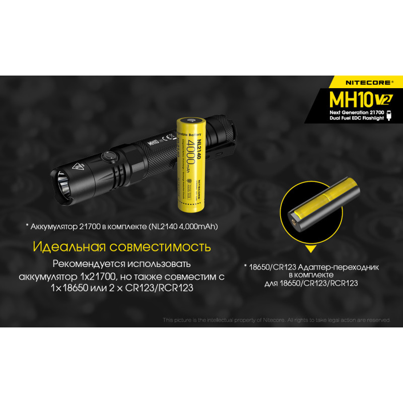 Багатофункціональний ліхтар Nitecore MH10 V2 (USB Type-C)