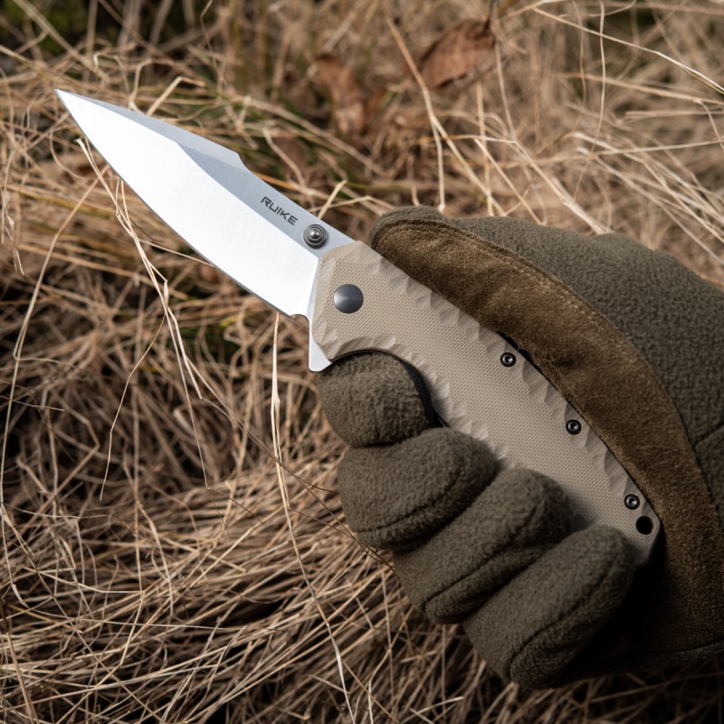 Ніж складаний Ruike P843-B (довжина: 208мм, лезо: 90мм), пісочний
