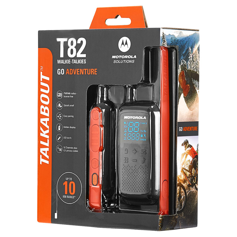 Рація Motorola Talkabout T82 Twin Pack (0.5W, UHF, 446 MHz, до 10 км, 16 каналів, АКБ), 2шт, чорна
