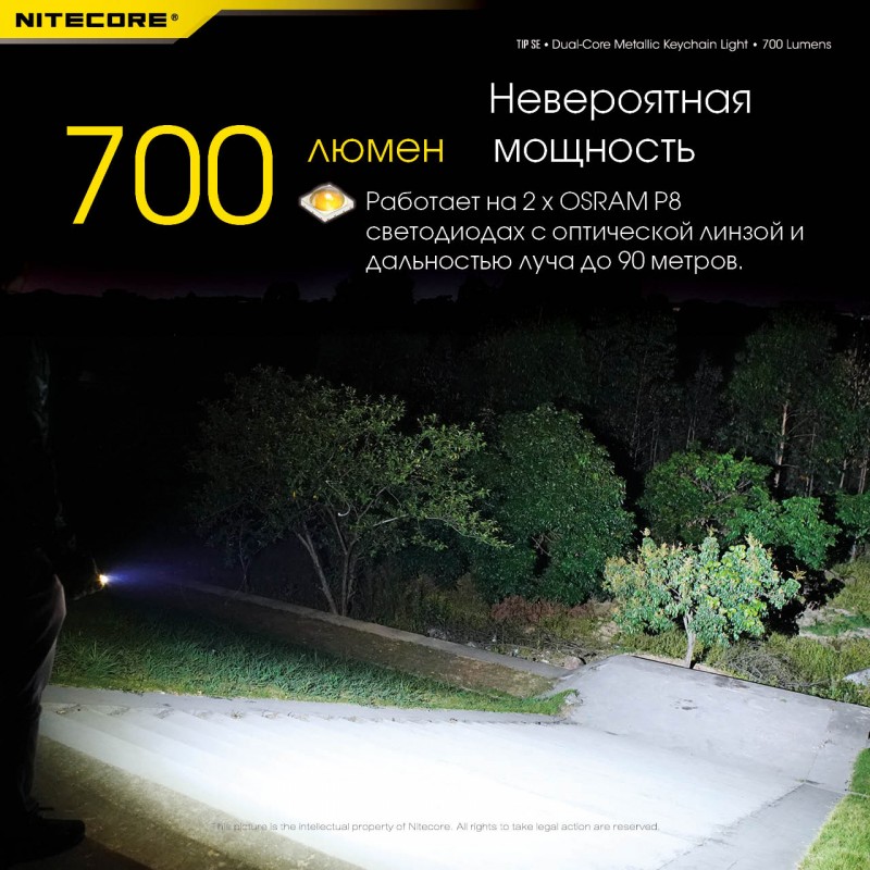 Фонарь наключный Nitecore TIP SE (USB Type-C), черный