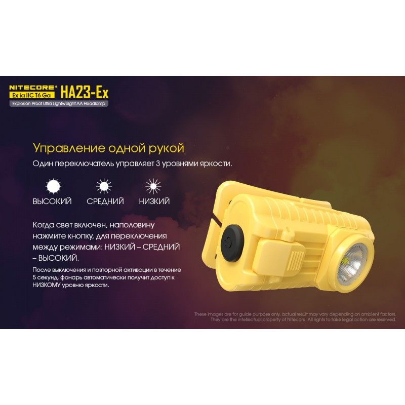 Фонарь налобный взрывозащищенный Nitecore HA23-EX (Cree XP-G, 100 люмен, 3 режима, 2xAA)