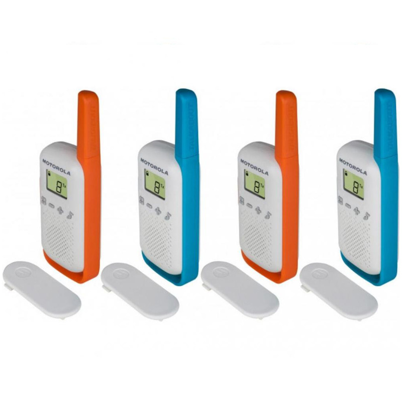 Рація Motorola Talkabout T42 Quad Pack (0,5W, PMR446, до 4 км, 16 каналів, 3xAAA), 4 шт, оранж+синій