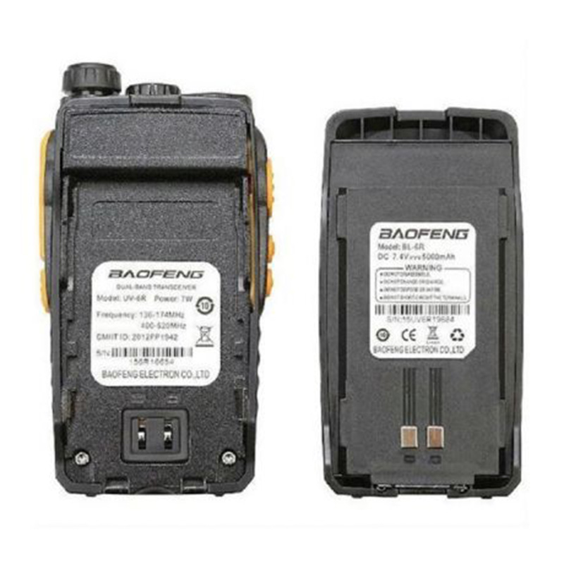 Рація Baofeng UV-6R (5W, VHF/UHF, 136-174, 400-470 MHz, до 16 км, 128 каналів, АКБ), чорна