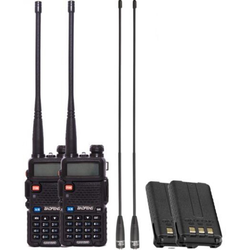 Рація Baofeng UV-5R Tourism (5W, VHF, UHF, 136-174,400-470MHz, до 5км, 128 каналів, АКБ), 2шт, чорна