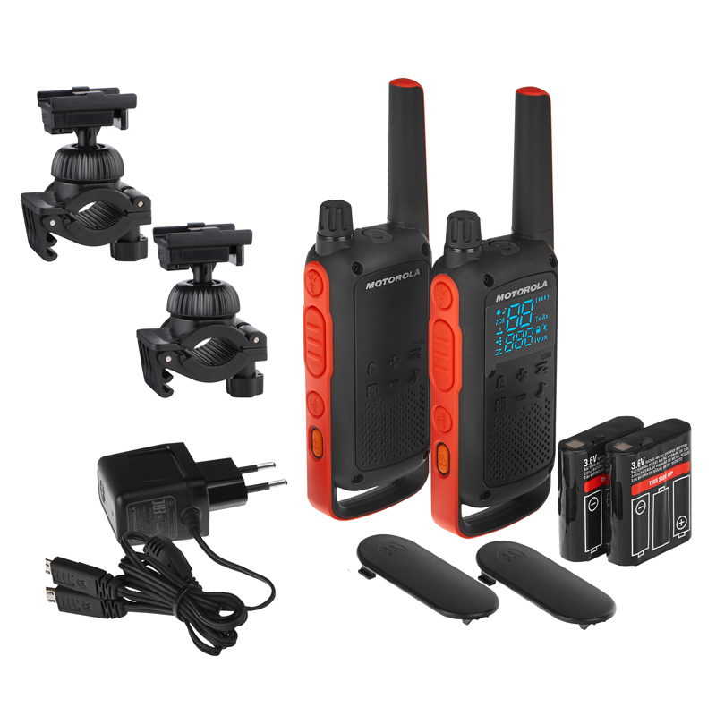Рація Motorola T82 VeloTeam (0,5W, PMR446, 446 MHz, до 10 км, 16 каналів, АКБ), 2шт, чорна