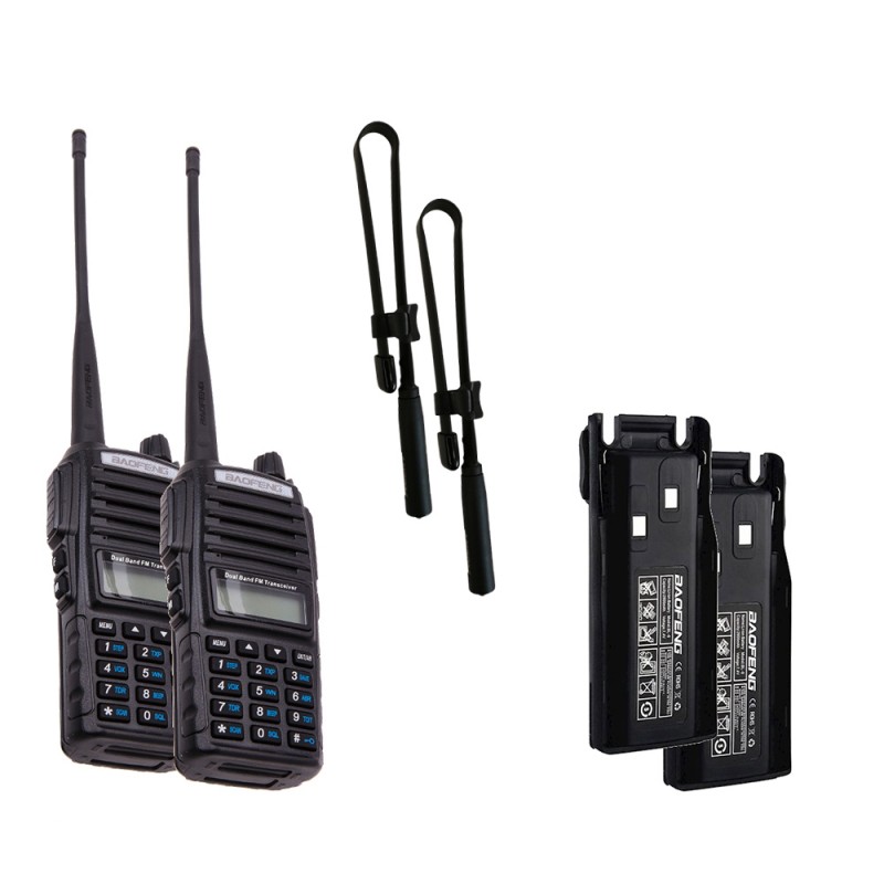 Рація Baofeng UV-82 Tactical (5W, VHF, UHF, 136-174,400-480MHz, до 16км, 128 канал., АКБ), 2шт, чорна