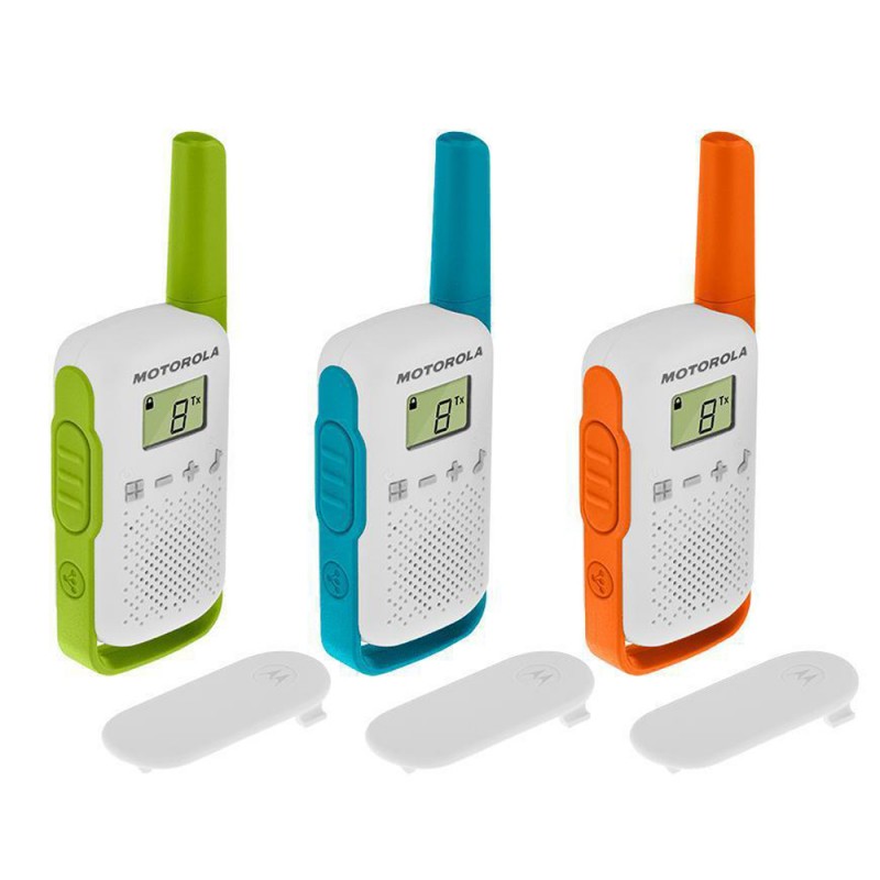 Рація Motorola Talkabout T42 (0,5W, PMR446, 446MHz, до 4 км, 16 каналів, 3xAAA), 3 шт, оранж+синій+зелений