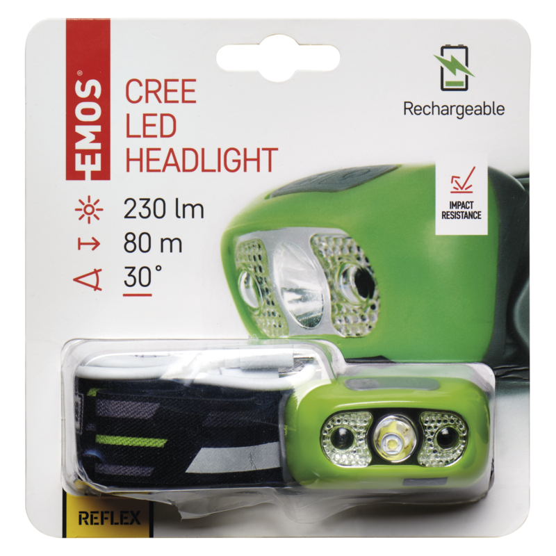 Фонарь налобный с датчиком движения Emos P3534 (Cree, 230 люмен, 4 режима, USB)