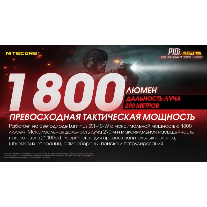 Потужний тактичний кишеньковий ліхтар Nitecore P10i (USB Type-C)