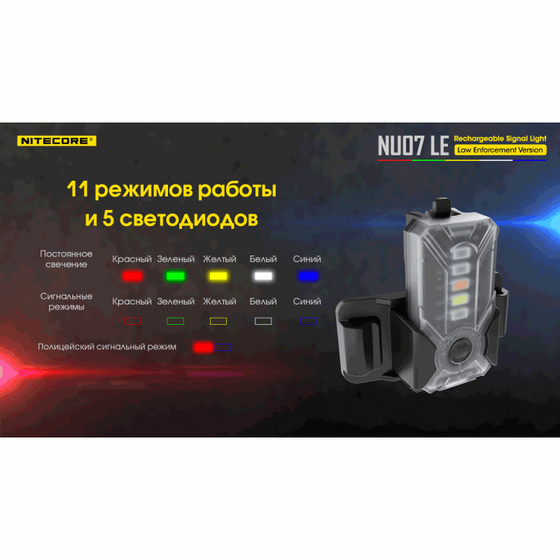 Мини сигнальный налобный фонарь Nitecore NU07 LE