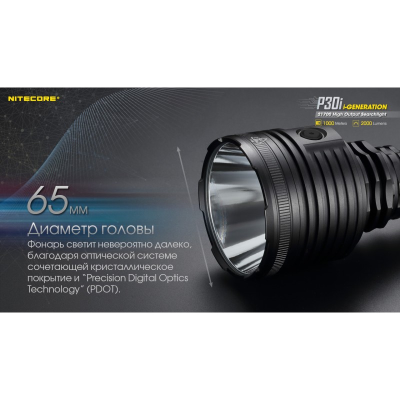 Ліхтар Nitecore P30i (Cree XHP35 HI, 2000 люмен, 7 режимів, 1x21700, USB Type-C), комплект