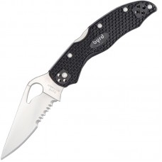 Нож складной Spyderco Byrd Harrier 2 полусеррейтор (длина: 194мм, лезвие: 85мм), черный FRN