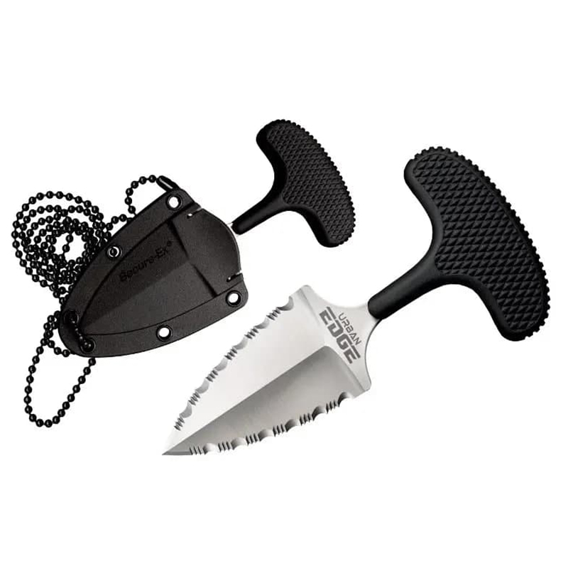 Ніж Cold Steel Urban Edge Double серрейтор (довжина: 102мм, лезо: 64мм), чорний, піхви пластик